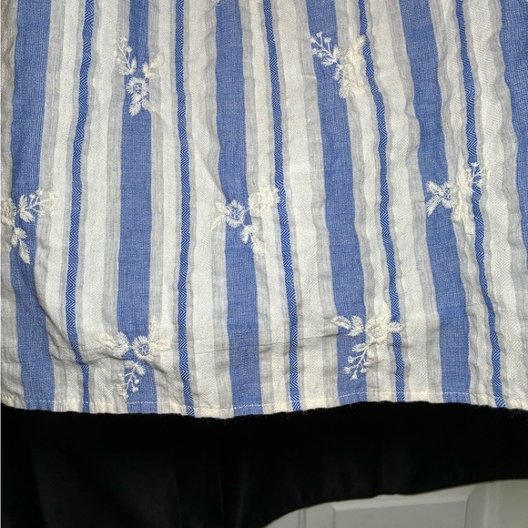 Everly Woman’s Off The Shoulder Mini Dress Blue White Stripe Medium Embroidered - Picture 9 of 11